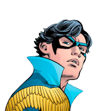 Dick Grayson aka Nightwing in his dicsowing costume